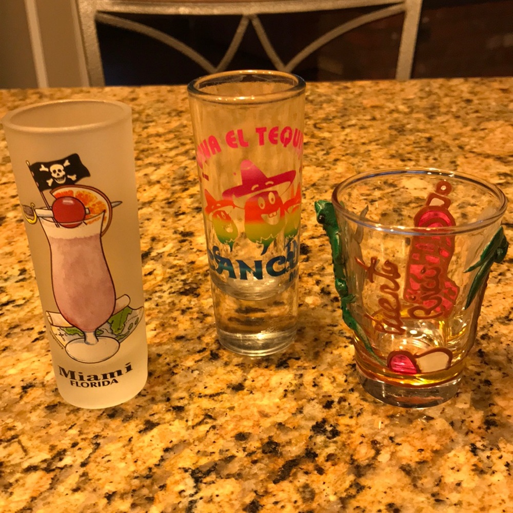 Set of 3  collector shot glasses.